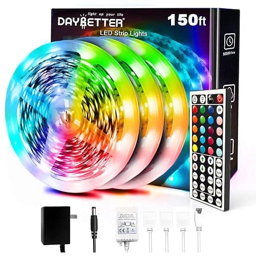 DAYBETTER Led Strip Lights 150ft, Color Changing Led Light Strip with Remote Control, RGB Strip Lighting Suitable for Home Decor, Living Room, Kitchen, Home Party Decoration, 12V (3 Rolls of 50ft) - Image 1