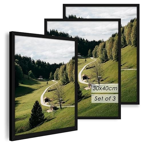 QPQIYIY Bilderrahmen 30x40 cm 3er set, Schwarz Bilderrahmen 40x30 Hergestellt aus Holzwerkstoff, Rahmen 30x40 Ideal für Fotos, Bilder, Poster - Image 1