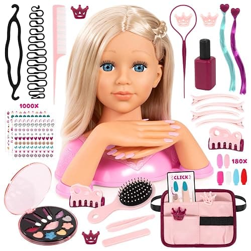Bayer Design Charlene Magic Nails Styling Head Doll with Hair & Nail Art, 10.5 in Tall Bust, Movable Hands, Beauty Salon Toy for Kids Ages 3+ - Image 1
