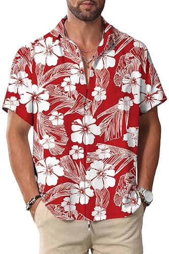 KYKU Hawaiian Shirt for Men: Beach Vacation Summer Short Sleeve Button Down Mens Shirts Casual Stylish - Image 1