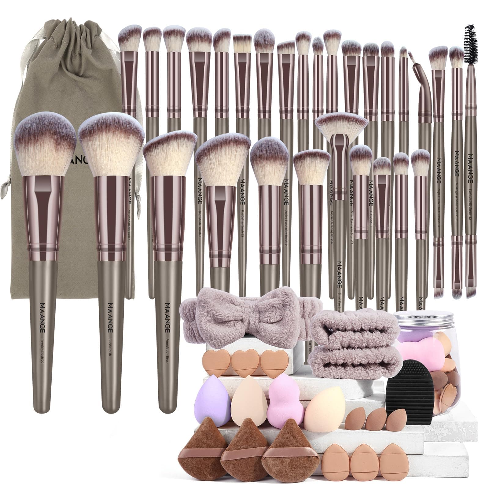 MAANGE Makeup Brushes 51 Pcs Makeup Kit, Multi-functional Makeup Tool Set with Makeup Brush Make Up Brushes Set With Bag (Champagne) - Image 1