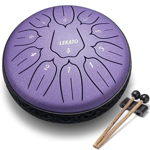 LEKATO Steel Tongue Drum 6 Inch 11 Notes, Rain Drum D Major Handpan Drum for Meditation Yoga Beginner Christmas Gift for Families/Friends,Purple - Image 1