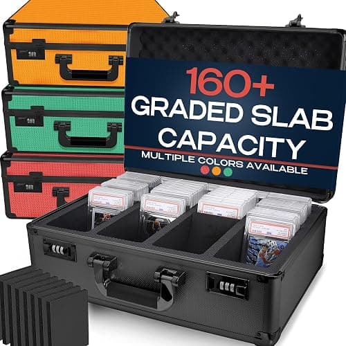VALUN SLABPRO 160+ 4 ROW Graded Card Storage Box; Durable Sports, PSA Card Storage Box - Organizer Slab for Your Collection - For Baseball, Football, TCG, MTG Cards - Top Loader Design - Image 1