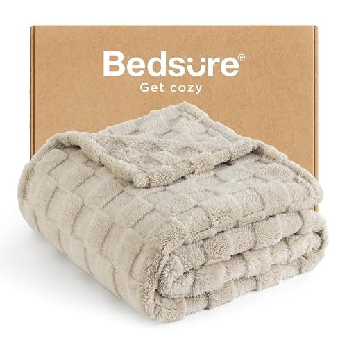 Bedsure GentleSoft Throw Blanket for Couch - Super Soft Cozy Blankets Gifts for Women Men Girls, Cute Small Fleece Throws for Bedroom Home Decor, Neutral, 50x70 Inches - Image 1
