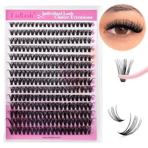 FADLASH DIY Lash Clusters Individual Eyeslash Extensions 40D Volume Eyelash Clusters Soft Band Wispy Natural Eyelash Extension Large Tray (40D-0.07-D, 8-16mm) - Image 1