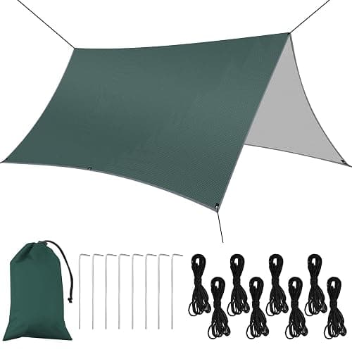 Flintronic 1PCS Toldo Camping Impermeable 3M*3M, Toldo de Refugio Impermeable, con 8 Cuerdas + 8 Clavos de Tierra + Bolsa de Guarda, para Camping, Senderismo, Mochila (Ejercito Verde) - Image 1