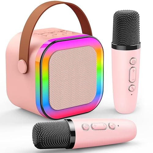 Dislocati Karaoke Machine 2 Microphones, Birthday Gifts for Girls Toys Age 3-15 Year Old Girls Gifts Kids Microphone Toys for 3-12 Year Old Girls Birthday Presents Easter Gifts for Kids - Image 1