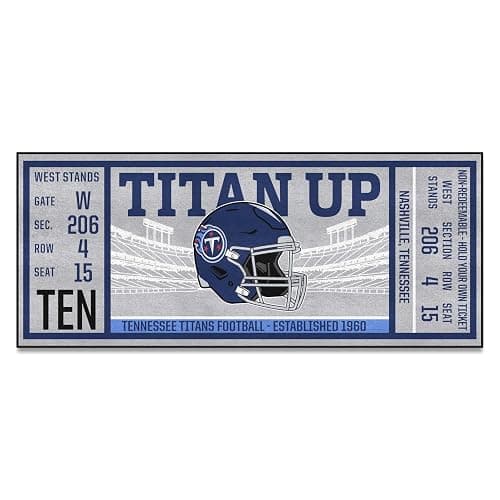 FANMATS 23140 NFL - Tennessee Titans Ticket Design Runner Rug - 30in. x 72in. | Sports Fan Area Rug, Home Decor Rug and Tailgating Mat - Image 1