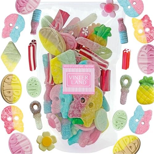 VINTERLAND Swedish Candy Mix, 1.2 Pounds, Pink 7 Edition | Bubs Big Ovals & Big Swedish Candy Skulls, Happy Flowers, Strawberry Pistols, Circus Pens - Image 1