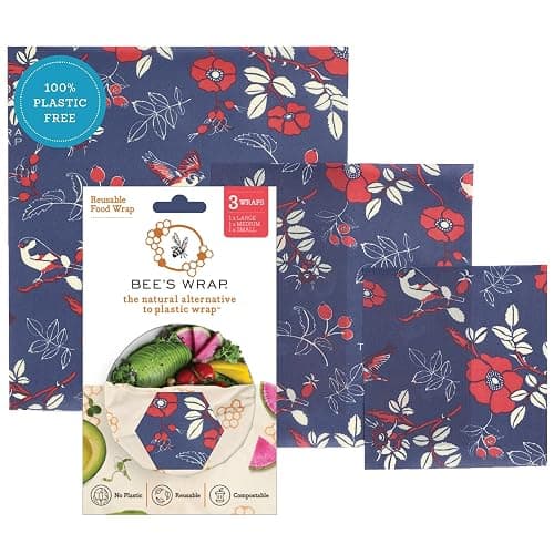 Bee's Wrap Beeswax Food Wraps, 3 Pack Assorted - Botanical | Organic Beeswax Wraps - Small, Medium & Large - Plastic Free - Reusable Food Storage - Cheese & Produce - Made in USA - Image 1