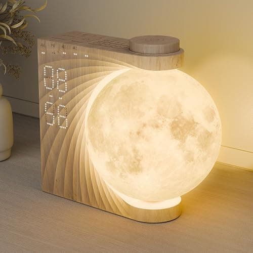 AIRIVO Alarm Clock for Bedrooms, Sunrise Alarm Clock Wake Up Light for Kids Teens, White Noise Sound Machine, Moon Light Dual Alarms for Heavy Sleepers, Night Light Clock for Preppy Room Decor - Image 1
