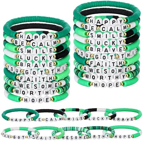 Landical 30 Pcs Motivational Bracelets Bulk with Inspirational Saying Inspirational Friendship Wristbands Unisex Depression Bracelet for Women Men Teacher Valentines Easter Party Favor Gift - Image 1