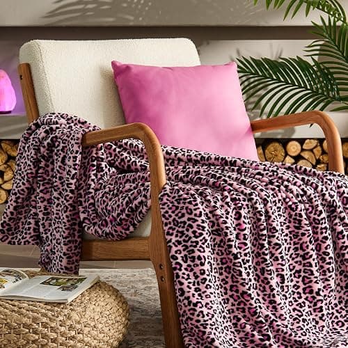 BEDELITE Fleece Blanke for Couch & Bed Pink Leopard Throw Blanket – Soft & Cozy Cheetah Blanket for Sofa, Lightweight Fleece Animal Print Decor, for Women 50"x 60", Pink - Image 1