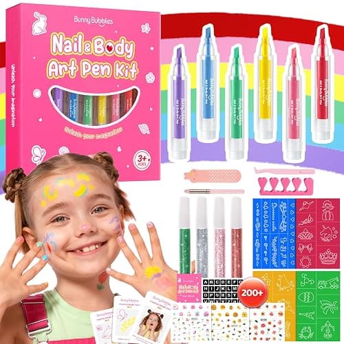 Kids Makeup Sets for Girls Nail & Body Art Pens Kits, 27Pcs Washable Temporary Tattoo Pen Sets, Cosmetic Party,Girls Makeup Kits for Ages 3-12 Years,Ideal Winter Gift & Creative Toys - Image 1