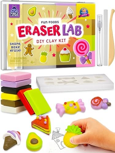 Eraser Lab DIY Clay Kit - Food-Themed Fun Eraser for Kids Craft Set, 8 Clay Colors, Mold Tray & Shaping Tool, Christmas Presents for Kids, Creative Activity for Boys & Girls Aged 4+, Gift for Birthday - Image 1