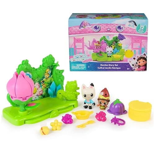 Gabby's Dollhouse: The Movie, Garden Story Set, Pandy Paws & Kitty Gnome Figures and 9 Dollhouse Accessories, Kids Toys for Girls & Boys Ages 3 and Up - Image 1