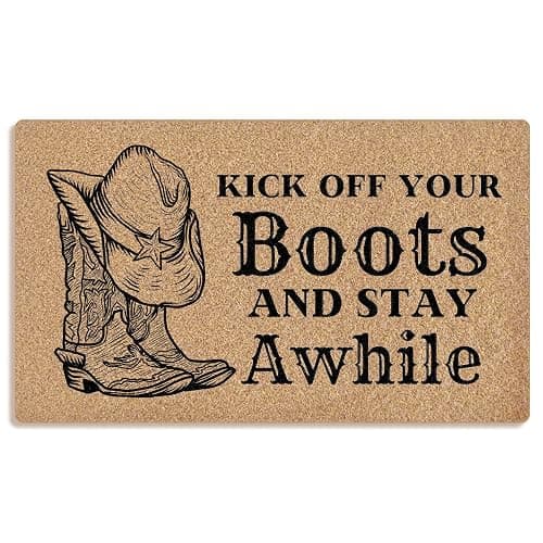 Mingnei Vintage Western Coco Coir Doormat Door Mat for Home House Entrance, Retro Rustic Country Western Cowboy Floor Mats for Outdoor Outside Entryway 30x17 Welcome Mat - Image 1