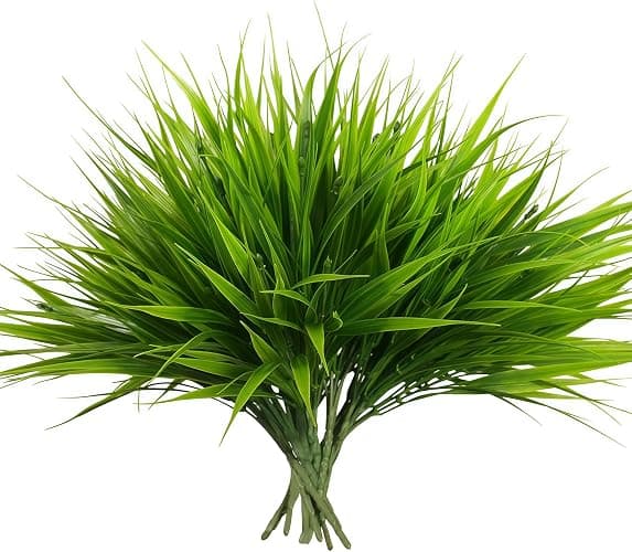 alyptus Artificial Grass Outdoor 12 Bundles Fake Plants Outside Green Onion Faux Greenery Shrubs for Front Porch Planters Pot Décor for Outdoors (Grass) - Image 1