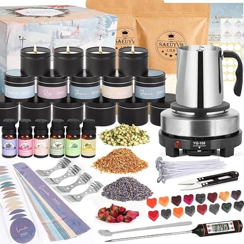 SAEUYVB Candle Making Kit with Wax Melter, Candle Making Kit for Adults - DIY Starter Soy Candle Making Kit/Supplies-Perfect as Home Decoration - Image 1