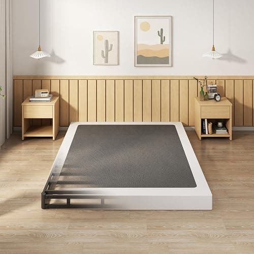 EMODA 5 Inch Box Spring Queen Size Bed Base, Heavy Duty Metal Queen Mattress Foundation with Fabric Cover, Easy Assembly, Black - Image 1