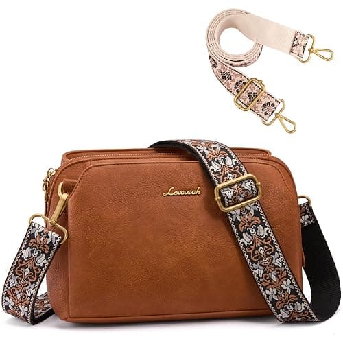 LOVEVOOK Crossbody Bags for Women with 2Pcs Adjustable Strap, Leather Small Purses with RFID Blocking Slots, Shoulder Handbag - Image 1