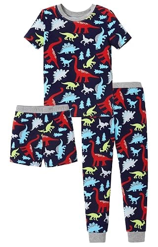PATPAT Kids 3-Piece Pajama Set with Bamboo Viscose,Snug Fit Pjs for Boys and Girls,Comfort Sleepwear, Ages 2-12 Years - Image 1