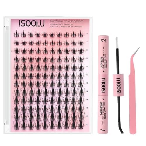 ISOOLU Fairy Lash Clusters Manga Individual Lashes C Curl Wispy Eyelash Clusters WideSpan Eyelash Extension Kit with Lash Bond and Seal Wet-Look Spiky Cluster Lashes (Fairy Kit) - Image 1