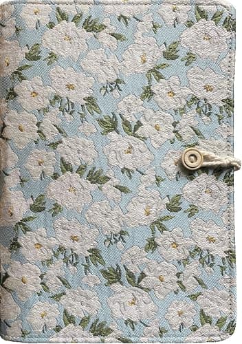 ipoul A5 Binder 6 Ring, Embroidered Flower Journal, Refillable Notebook, 6"x8", A5 Sketchbook, Travel Journal for Women, White Gardenia, Binder Notebook, Planner Binder - Image 1