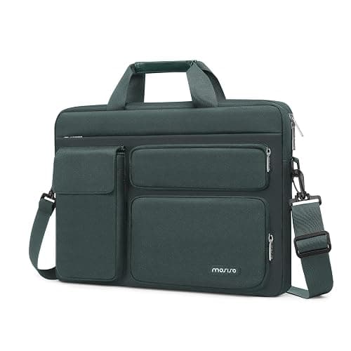 MOSISO Laptop Shoulder Bag 15.6 inch, 15-15.6 inch Computer Bag Compatible with MacBook Pro 16 inch, HP, Dell, Lenovo, Notebook with 2 Raised&1 Flapover&1 Horizontal Pocket&Handle&Belt, Emerald Green - Image 1