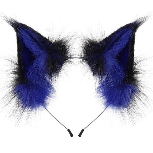 CROOOLTRRY Fluffy Fox Anime Ears Cat Hairband Wolf Headband For Adult Cosplay Costume Halloween - Image 1