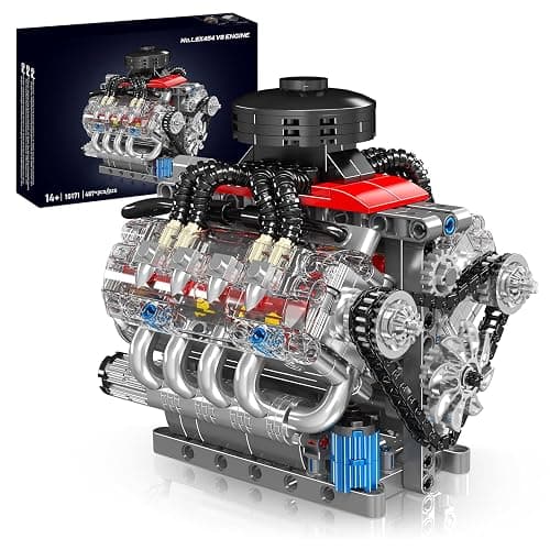 Nueris Mini V8 Engine Model Sets - 487 PCS DIY Building Toys Car Motor Kits That Runs - Gift Idea for Adults Boys Girls for Mechanic Engineering Construction - Image 1