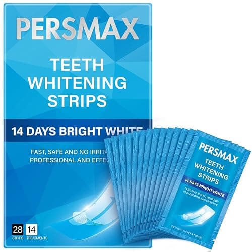 PERSMAX Teeth Whitening Strips for Sensitive Teeth Enamel Safe Whitening Kit No-Slip Remove Coffee Wine Smoking Stains Professional 14 Treatments 28 Strips - Image 1
