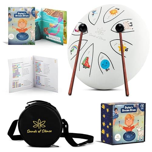 Sounds Of Silence Steel Tongue Drum - Bedtime Story and Drum - Dylan's Dream Drum Musical Gift for Children - Tongue Drum for Kids - Calming Drum, DDD-01 - Image 1