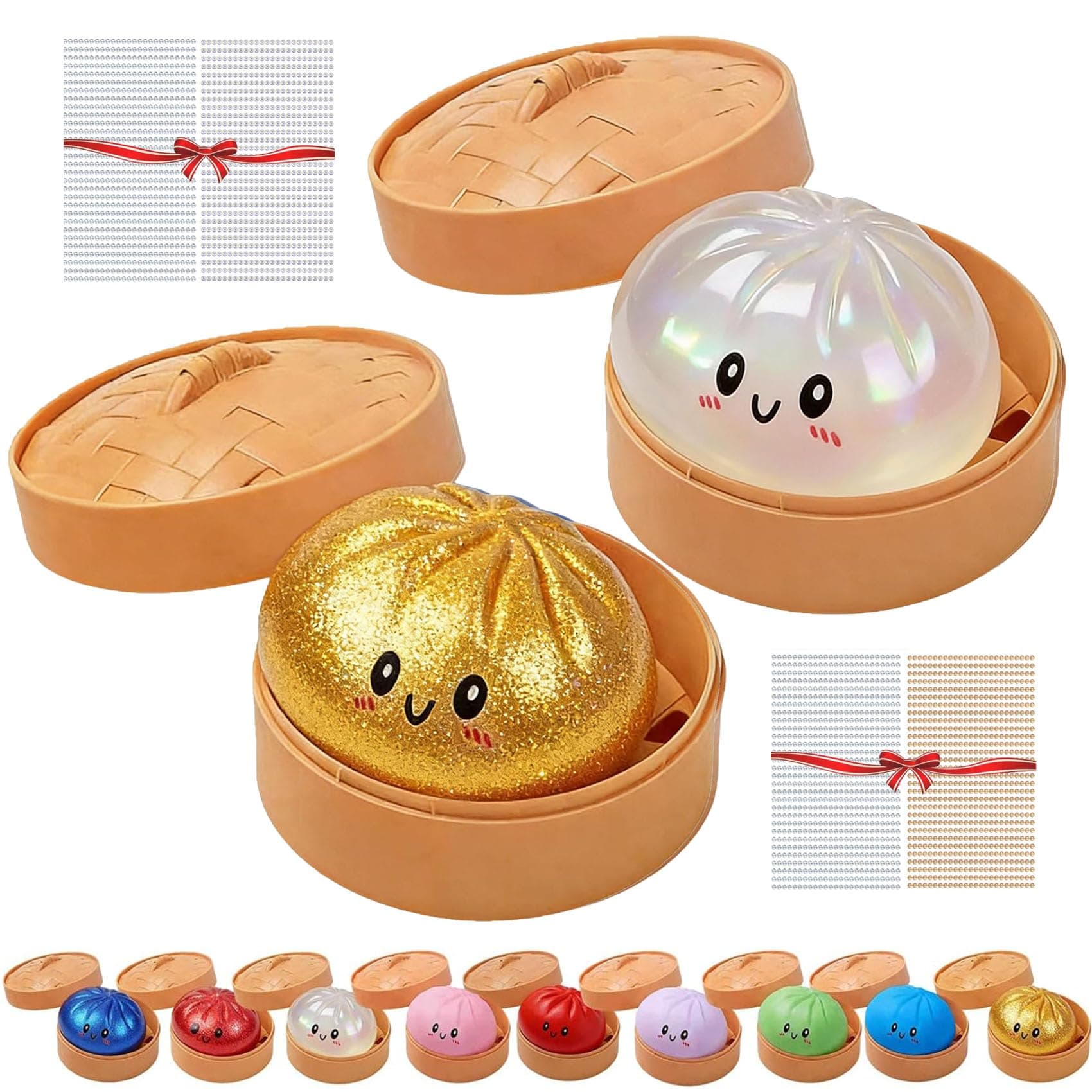 Glitter Dumpling, Glitter Dumpling Squishy Box, Dumpling Squishy Glitter, Anxiety Relief Fidget (2pcsA) - Image 1