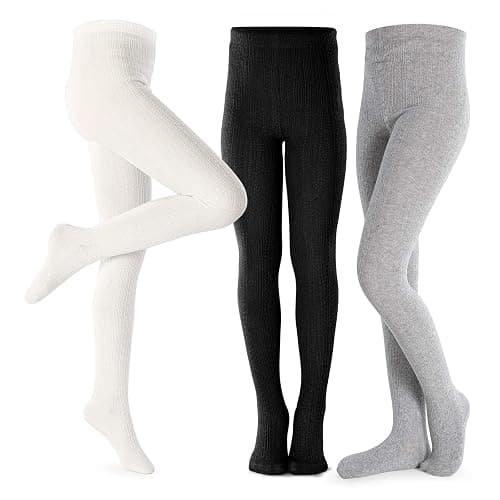 Girls Tights Toddler Cable Knit Cotton Footed Seamless Dance Ballet Baby Girls' Leggings 3/4 Pack - Image 1