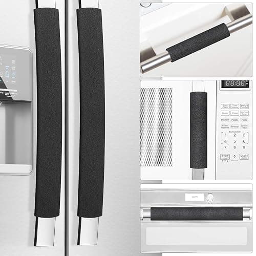 Miss.Silk Refrigerator Door Handle Covers, Set of 5, Keep Your Kitchen Appliance Clean from Smudges, Drips, Food Stains, Oil, Handmade Decor Protector for Fridge, Ovens, Dishwashers (Black) - Image 1