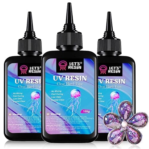 LET'S RESIN UV Resin, 300g Hard Resin Kit for Craft, Casting, Silicone Mold | Crystal Clear, Low Viscosity, UV Glue, Low Odor, Anti-Yellowing, Fast Cure, Beginner-friendly for UV Jewelry, Keychain Craft - Image 1