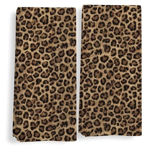 Qeheb Trendy Funky Retro Leopard Kitchen Towels Set of 2, Cheetah Decor Hand Towels for Bathroom, Leopard Print Decorative Dish Tea Towels for Kitchen Decor, Cheetah Bathroom Decor, 16X24In - Image 1