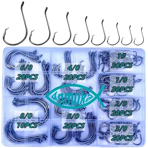 Circle Hooks Fishing Hooks 2X Strong 170PCS/Box|220PCS/Box Octopus Catfish Fish Bulk Fishing Hooks Set Saltwater Freshwater Gear Equipment#1 1/0 2/0 3/0 4/0 5/0 6/0 8/0 10/0 - Image 1
