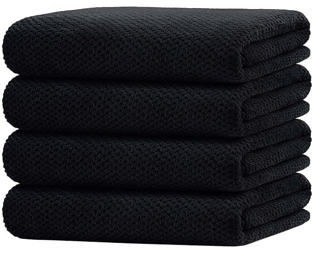 HOMEXCEL Bath Towel Set Pack of 4, 30 x 60 Inches Large Microfiber Bath Towels, Soft, Absorbent, and Quick Dry Towels for Bathroom, Pool, Beach, Swim, and Yoga, Large Bathroom Towels, Black - Image 1