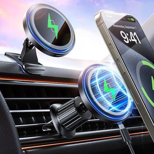 Mag-Safe Car Mount Charger 15W Magnetic Wireless Car Charger for iPhone 17 Accessories Magnetic Phone Holder for Car 3 in 1 Mag Safe Car Mount for iPhone17Pro/16/15/14/13/12 Series Gifts for Men Women - Image 1