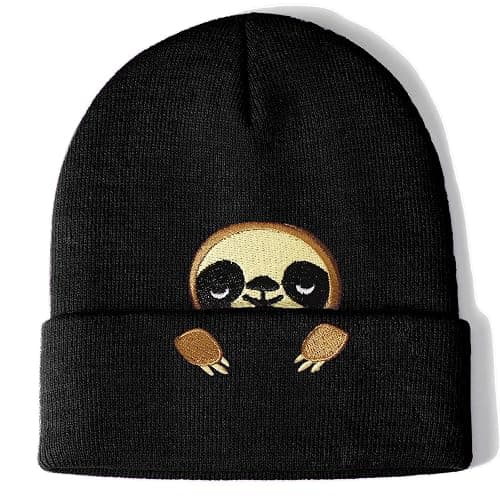 Sloth Gifts Hat Beanie for Women Men Coffee Lover Gifts Animal Funny Cute Sloth Themed Accessories Related Decor Stuff - Image 1