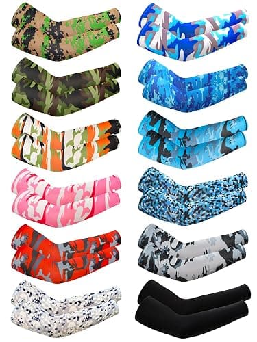 Xuhal 12 Pairs Arm Sleeves for Kids Basketball Football Sport Compression Sleeve UV Sun Protection Arm Cover for Boys Girls - Image 1