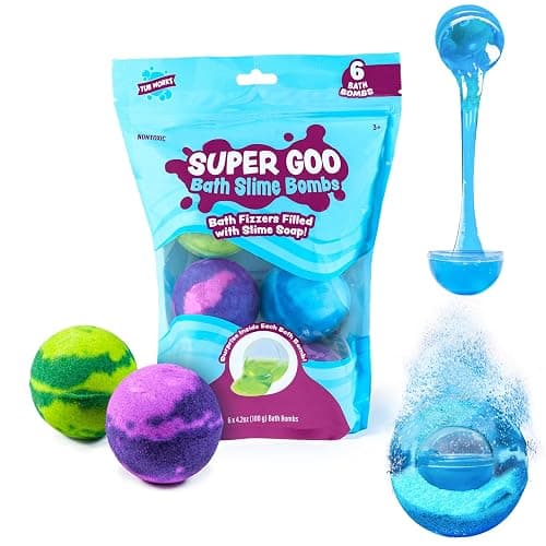 Tub Works Super Goo Bath Slime 'Surprise' Bombs, 6 Pack | Kids Bath Bombs With Surprise Inside | Nontoxic | Stretchy, Squishy Slime Soap | Sensory Fun for Kids - Image 1