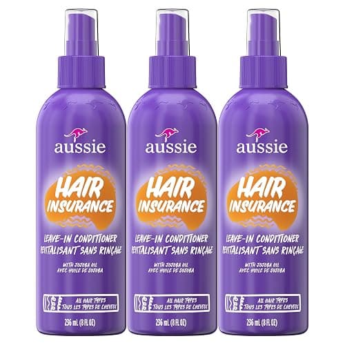 Aussie Hair Insurance Leave-In Conditioner Spray, Frizz Control, Softening with Jojoba & Sea Kelp, Moisturizing Treatment for All Hair Types, Juicy Citrus, 8 Fl Oz Each, Triple Pack - Image 1