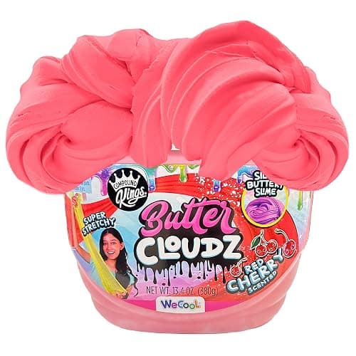 COMPOUND KINGS Fluffy Butter Cloudz Compound Bucket for Girls & Boys | Sensory Toys | Non-Toxic & Non-Sticky | Stress Relieving Tactile | (Red Cherry) - Image 1