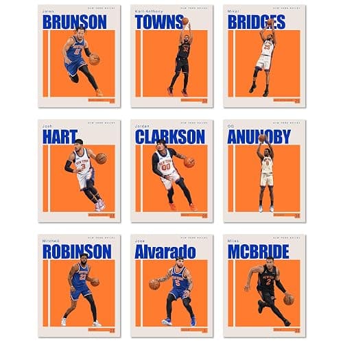 BigWig Prints NY Knicks Wall Decor Player Posters - New York Knicks Wall Art, 9 Unframed Basketball Prints for Bedroom Office Unframed (8x10) - Image 1