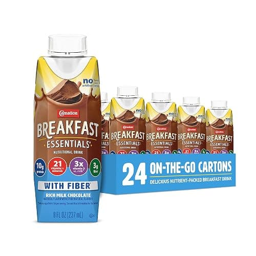 Carnation Breakfast Essentials Ready to Drink with Fiber, Rich Milk Chocolate, 8 FL OZ Carton (Pack of 24) - Image 1