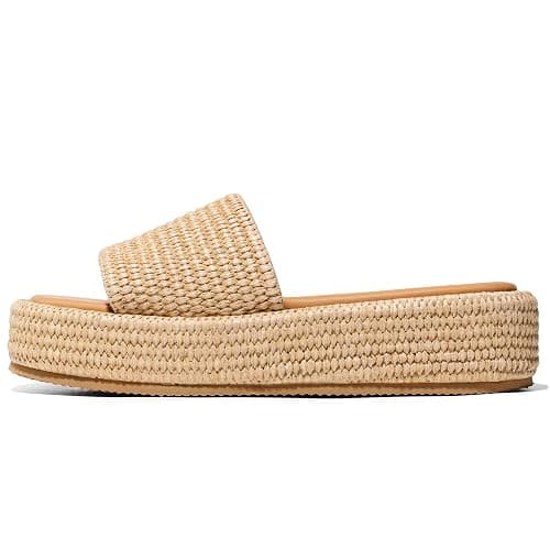 Erocalli Platform Sandals Women Cute Wedge Espadrilles Slip on Summer Beach Raffia Vacation Sandal Comfortable Open Toe Dressy Shoes - Image 1