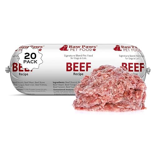 Raw Paws Signature Blend Pet Food for Dogs & Cats - Beef Recipe, 1-lb Rolls (20 Pack) - Fresh Pet Food Made in USA, Grass-Fed Beef, Natural Dog Food Rolls, Raw Frozen Dog Food & Cat Food - Image 1
